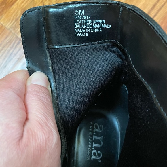 Square Toe Heeled Ankle Leather Boots Black Size 5 a.n.a - Picture 8 of 16